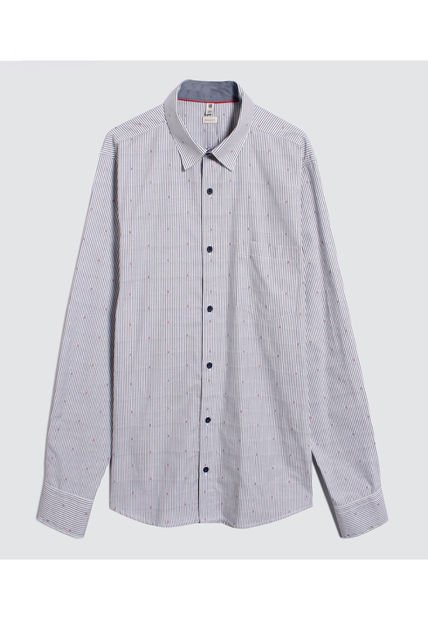 Camisa Para Hombre Manga Larga Con Bolsillo Color Azul  Marca Ostu #60010685