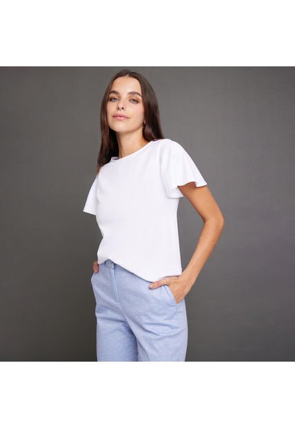 Camiseta Para Mujer Manga Corta Color Hueso Marca Ostu #40091626