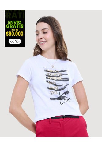 Camiseta Para Mujer Manga Corta Color Blanco Marca Ostu #40092219 Ostu