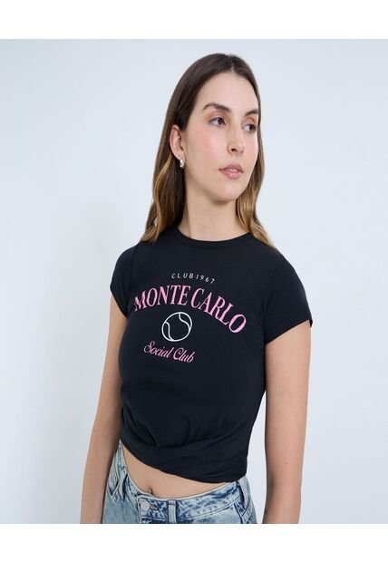 Camiseta Para Mujer Manga Corta Cuello Redondo Color Negro Marca Ostu #40092372