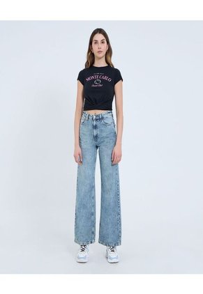 Camiseta Para Mujer Manga Corta Cuello Redondo Color Negro Marca Ostu #40092372