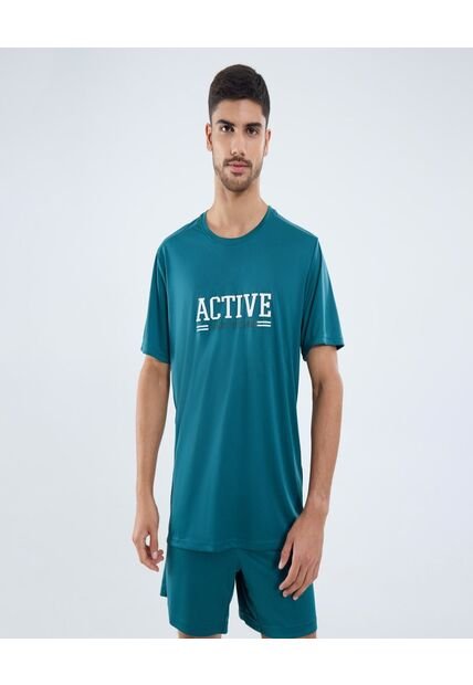 Camiseta Para Hombre Manga Corta Cuello Redondo Color Verde Marca Ostu #60091628