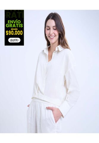 Camisa Para Mujer Manga Larga Color Marfil Marca Ostu #40010285 Ostu