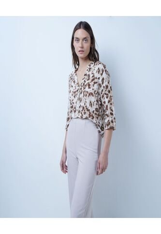 Blusa Para Mujer Manga 3/4 Color Beige Marca Ostu #40120929 Ostu