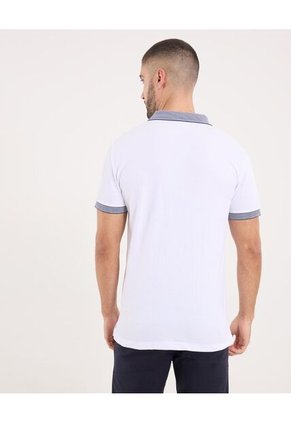 Polo Para Hombre Cuello Tejido Sin Bolsillo Color Blanco Marca Ostu #60110751