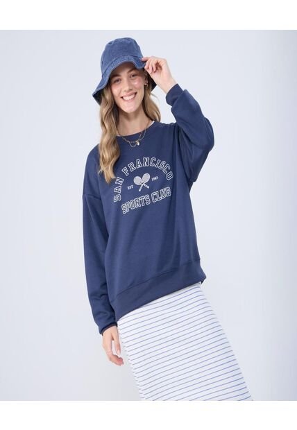 Buzo Para Mujer Cuello Redondo Color Azul  Marca Ostu #40060431