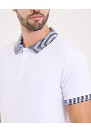 Polo Para Hombre Cuello Tejido Sin Bolsillo Color Blanco Marca Ostu #60110751