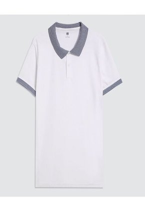 Polo Para Hombre Cuello Tejido Sin Bolsillo Color Blanco Marca Ostu #60110751