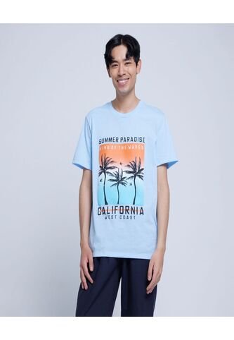 Camiseta Para Hombre Manga Corta Color Azul Claro Marca Ostu #60091257 Ostu