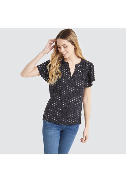 Blusa Para Mujer Manga Corta Color Negro Marca Ostu #40120689