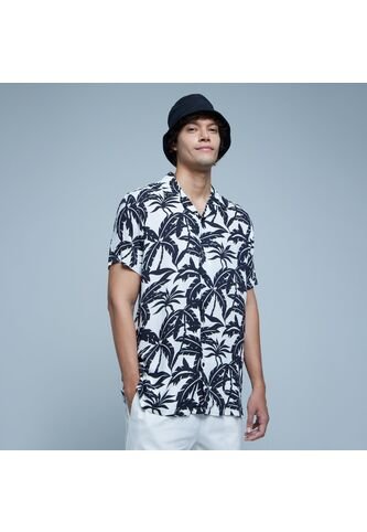 Camisa Para Hombre Manga Corta Sin Bolsillo Color Negrocarbon Marca Ostu #60010656 Ostu