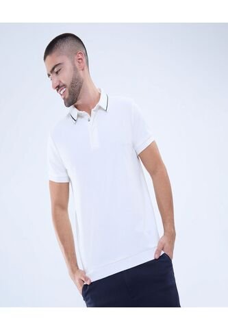 Polo Para Hombre Cuello Tejido Sin Bolsillo Color Crema Marca Ostu #60110728 Ostu