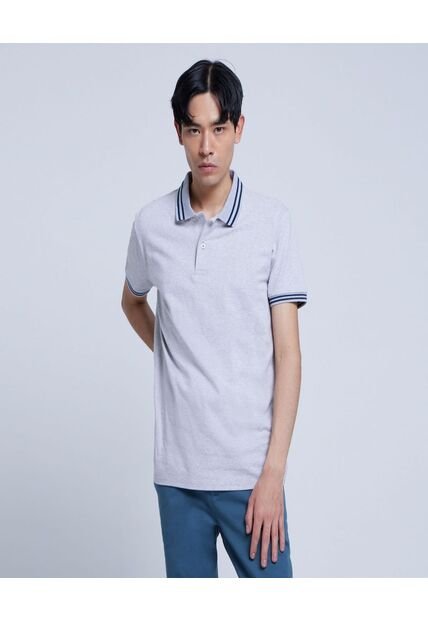 Polo Para Hombre Cuello Tejido Sin Bolsillo Color Gris  Marca Ostu #60110602