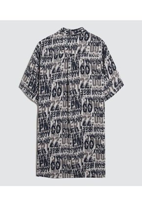 Camisa Para Hombre Manga Corta Sin Bolsillo Color Gris Oscuro Marca Ostu #60010708
