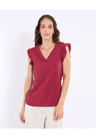Blusa  Para Mujer Manga Corta Color Vino Marca Ostu #40121220 Ostu