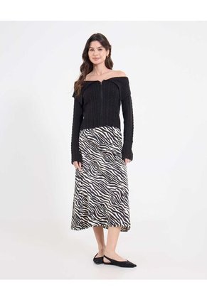 Falda Para Mujer Largo Color Negro Marca Ostu #40140197