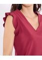 Blusa  Para Mujer Manga Corta Color Vino Marca Ostu #40121220 de Ostu
