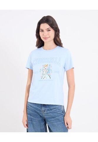Camiseta  Para Mujer Manga Corta Cuello Redondo Color Celeste Marca Ostu #40092744 Ostu