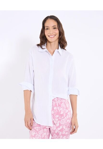 Camisa  Para Mujer Manga Larga Color Blanco Marca Ostu #40010361