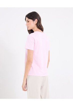 Camiseta  Para Mujer Manga Corta Cuello Redondo Color Rosado Marca Ostu #40092749