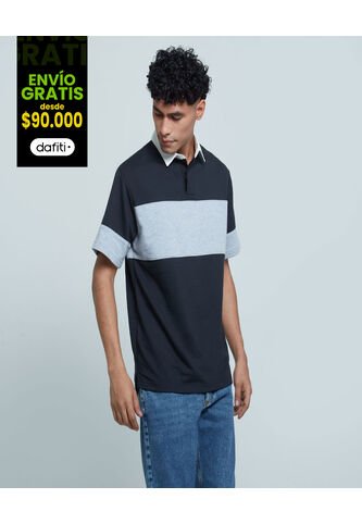 Polo Para Hombre Cuello Maquina Sin Bolsillo Color Negro Marca Ostu #60110586 Ostu