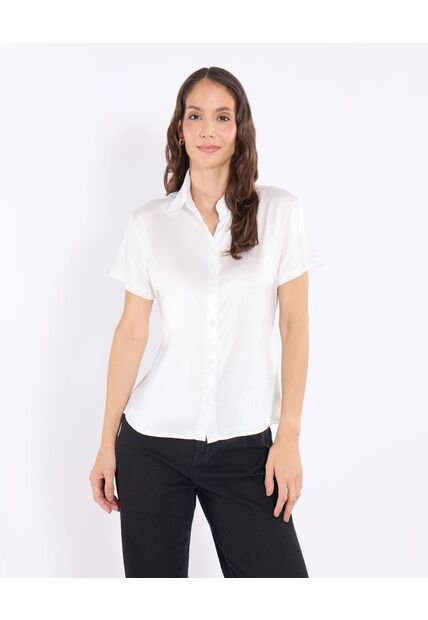 Camisa  Para Mujer Manga Corta Color Crudo Marca Ostu #40010372