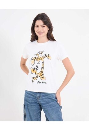 Camiseta Para Mujer Manga Corta Cuello Redondo Color Crema Marca Ostu #40092753