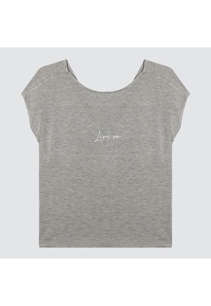 Camiseta Para Mujer Manga Corta Color Gris  Marca Ostu #40091421