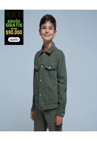 Chaqueta Para Niño Trucker Color Verde  Marca Ostu #80080031 Ostu