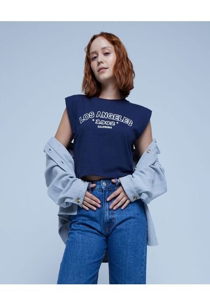 Camiseta Para Mujer Manga Sisa Color Azul  Marca Ostu #40091948