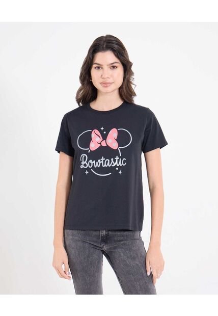 Camiseta  Para Mujer Manga Corta Cuello Redondo Color Negro Marca Ostu #40092745