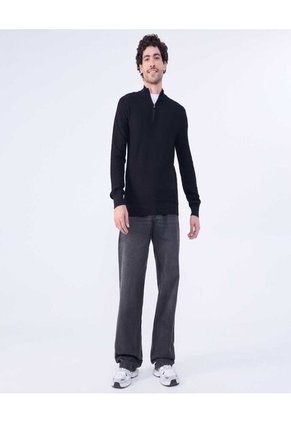 Saco Para Hombre Cuello Alto O Cuello Tortuga Color Negro Marca Ostu #60330037