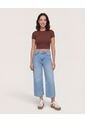 Camiseta  Para Mujer Crop Top Manga Corta Color Café Marca Ostu #40098218 de Ostu