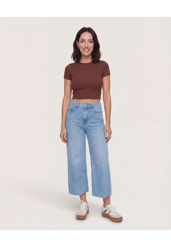 Camiseta  Para Mujer Crop Top Manga Corta Color Café Marca Ostu #40098218 Ostu