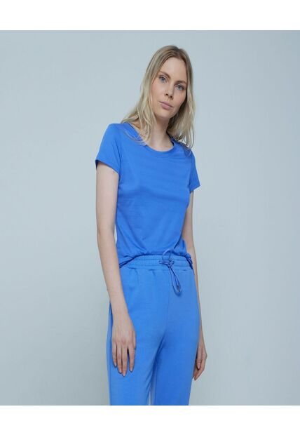 Camiseta Para Mujer Manga Corta Color Azul  Marca Ostu #40091887