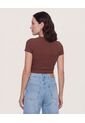 Camiseta  Para Mujer Crop Top Manga Corta Color Café Marca Ostu #40098218 de Ostu
