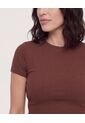 Camiseta  Para Mujer Crop Top Manga Corta Color Café Marca Ostu #40098218 de Ostu