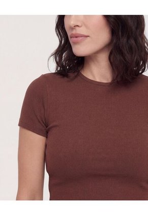 Camiseta  Para Mujer Crop Top Manga Corta Color Café Marca Ostu #40098218