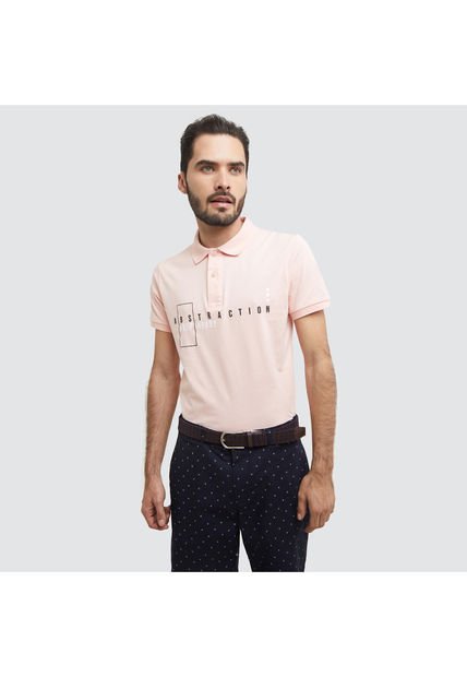 Polo Para Hombre Cuello Tejido Sin Bolsillo Color Rosado  Marca Ostu #60110476