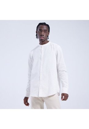 Camisa Para Hombre Manga Larga Sin Bolsillo Cuello Neru Color Blanco Marca Ostu #60010593