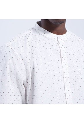 Camisa Para Hombre Manga Larga Sin Bolsillo Cuello Neru Color Blanco Marca Ostu #60010593