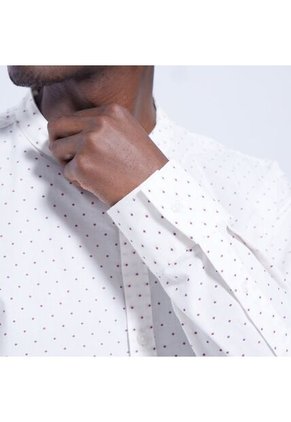 Camisa Para Hombre Manga Larga Sin Bolsillo Cuello Neru Color Blanco Marca Ostu #60010593