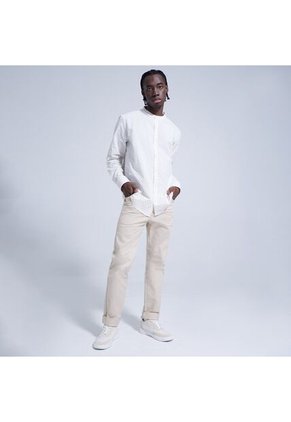 Camisa Para Hombre Manga Larga Sin Bolsillo Cuello Neru Color Blanco Marca Ostu #60010593