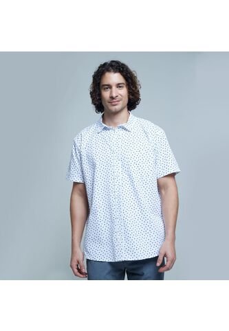 Camisa Para Hombre Manga Corta Con Bolsillo Color Crudo Marca Ostu #60010627 Ostu