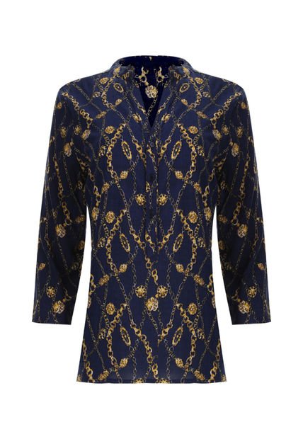 Blusa Para Mujer Manga 3/4 Color Azul  Marca Ostu #40120469
