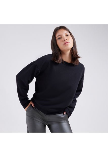 Buzo Para Mujer Cuello Redondo Color Negro Marca Ostu #40060306