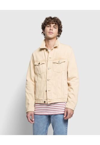 Chaqueta Para Hombre Trucker Color Beige Marca Ostu #60080126 Ostu