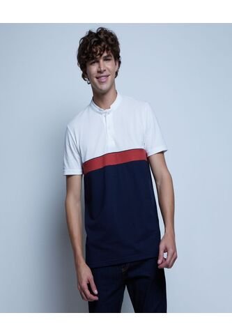 Polo Para Hombre Cuello Mao Sin Bolsillo Color Blanco Marca Ostu #60110594 Ostu