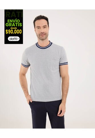 Camiseta Para Hombre Manga Corta Color Gris  Marca Ostu #60090902 Ostu