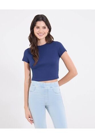 Camiseta  Para Mujer Crop Top Manga Corta Color Azul Marca Ostu #40092694 Ostu